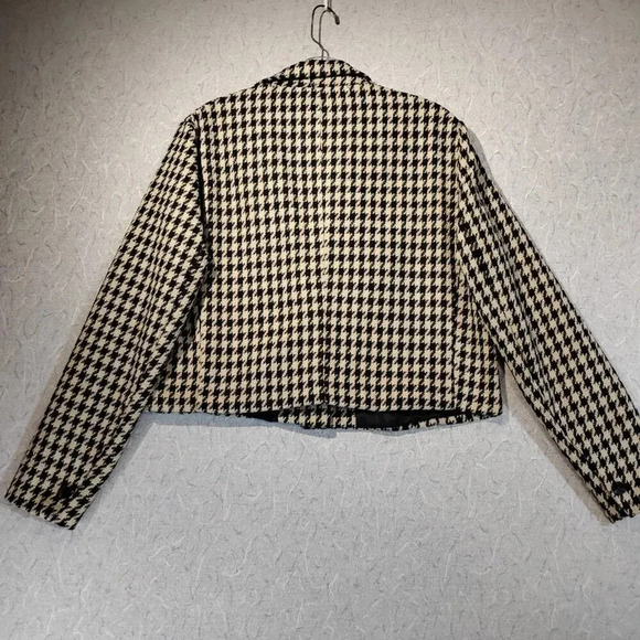 Lily Morgan NWOT Women's Black and Tan Houndstooth Long Sleeve Blazer Size Large - Picture 6 of 9